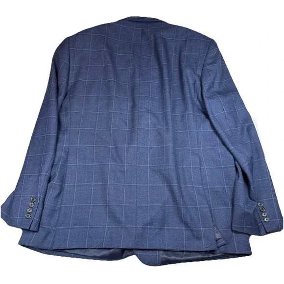 Ralph Ralph Lauren Sport Coat 50L Blue Windowpane Plaid Wool Blend EUC - Picture 6 of 7